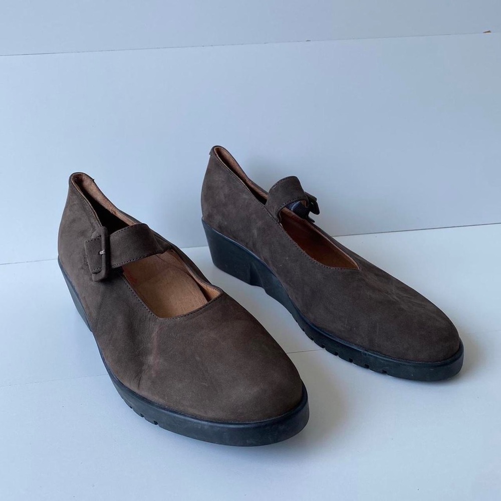 Brown Suede Zante Mary Jane Wedges - Picture 5 of 8